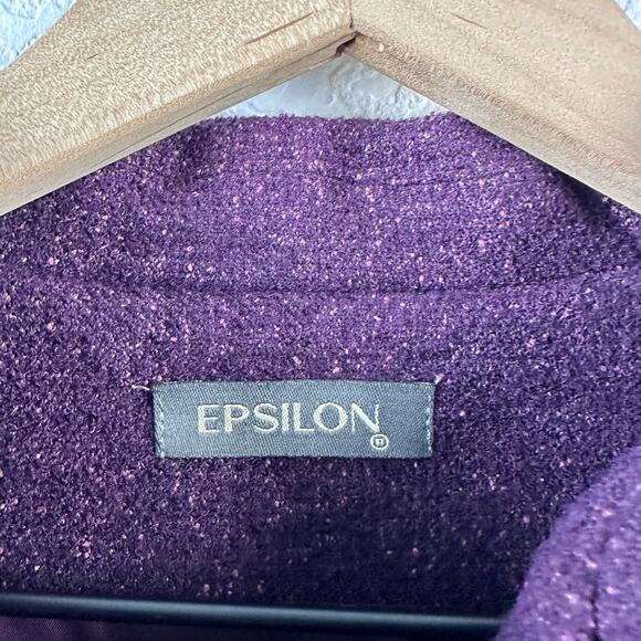 Epsilon purple silk wool blend button front coat 6 - Picture 5 of 8